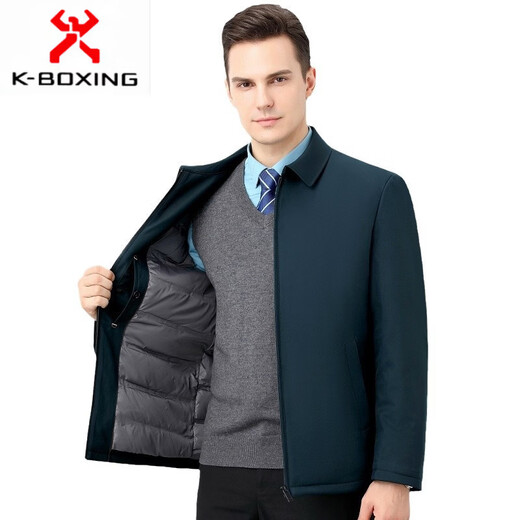 KBXNG Jinba Мужская короткая куртка-пуховик, новая утепленная деловая повседневная теплая куртка на утином пуху для папы среднего возраста, темно-зеленая, M 170/48