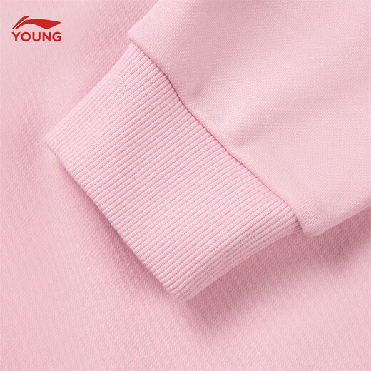 Li Ning children's clothing children's sweatshirt for girls and boys skin-friendly, soft, loose and versatile pullover hooded top YWDW034 Yan pink-3 170