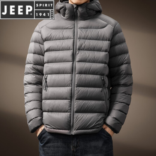 JEEP SPIRIT Американский новый стиль 90 Белый утиный пух Запасные ребра Пуховик Мужская зимняя легкая повседневная теплая куртка с капюшоном Мужская черная S Подходит для 90-110 Джин Джин равен 0,5 кг