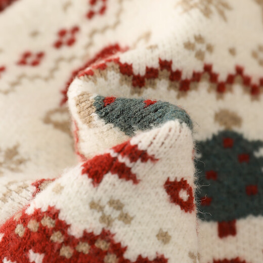 Mami Maca (MOMOCO) children's clothing boys' New Year's wear sweater 2025 winter baby thickened sweater beige 80