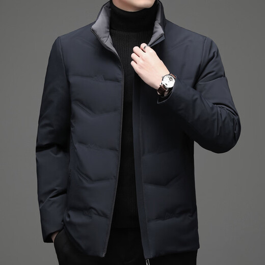 Snow Flying (SNOWFLYING) high-end down jacket men's 2025 winter new stand-up collar white duck down short thickened casual winter warm jacket gray