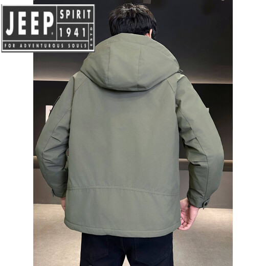 JEEP SPIRIT workwear hooded jacket men's cotton-padded jacket 2025 autumn and winter quilted jacket style windproof two-cotton jacket men's black (cotton) thickened M 100-120Jin Jin equals 0.5 kg