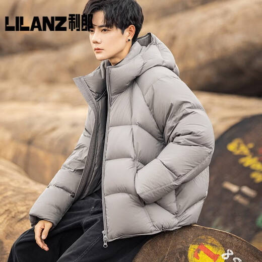 Lilang 90 Пух 270 г + объемный сверхпрочный пуховик с капюшоном, мужская зимняя новая утолщенная теплая куртка для хлеба, черная (стандартный стиль) 3XL (90) (190-210Jin Jin равен 0,5 кг)