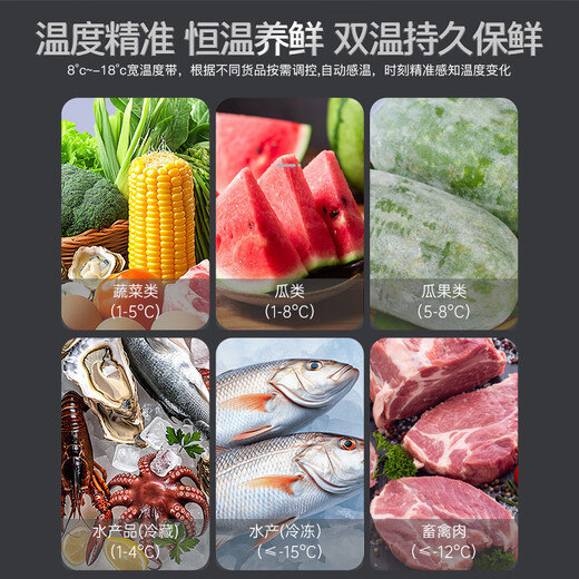 Royalstar four-door refrigerator commercial refrigeration and freezing dual-temperature freezer six-door large-capacity refrigerator catering kitchen restaurant vertical stainless steel fresh-keeping four-door air-cooled frost-free refrigerator standard model | large four-door dual-temperature upper storage and lower freezing -18 C