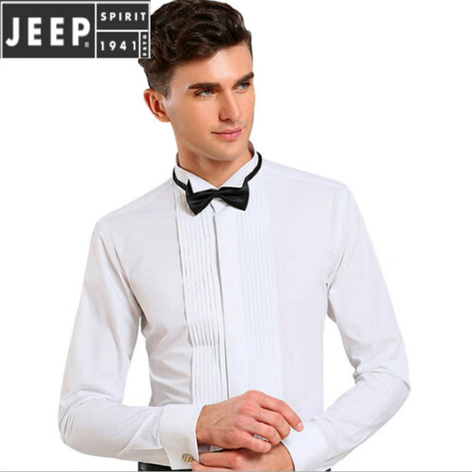 JEEP SPIRIT大合唱礼服衬衫男燕尾领司仪伴郎法式新郎结婚演出服白衬衣男大码 礼服白色5501 5XL(185/112A)