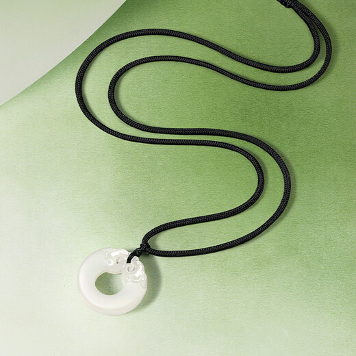 Saturday Fu Xiangyun Ping An Buckle Hetian Jade Pendant Men and Women Gift for Boyfriend YB046260 Black String
