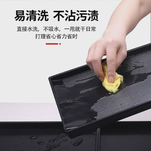 Fantasy tray rectangular commercial non-slip tea cup Japanese imitation wood grain restaurant plate high-end hotel black small size