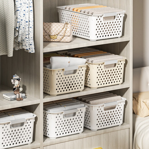 Yong Huan snack miscellaneous storage basket finishing basket home desktop storage box kitchen cabinet basket 1 shot 3 large white to get 3 thickened Japanese storage basket