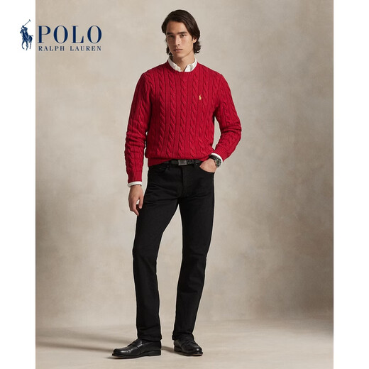 Polo Ralph Lauren Men's 26 Early Spring New Year Series Cable Knitted Cotton Sweater 600-Red L