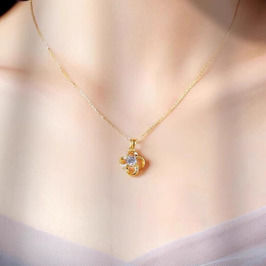 Chuji old phoenix gold gourd necklace women's new gold Fulu gold set chain 18K color gold pendant Fulu set chain