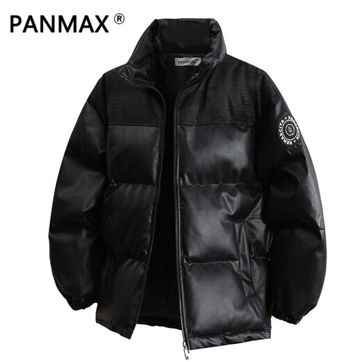 PANMAX New Stitched Stand Collar Cotton Jacket Versatile Men's Winter Thickened Handsome Casual Warm Cotton Jacket Black M Recommended 95-110 Jin Jin equals 0.5 kg