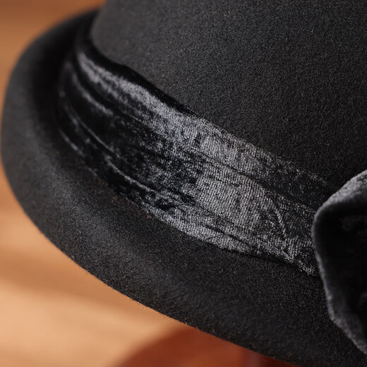 Buta autumn and winter woolen hat small top hat British retro ins style woolen beret stereotyped hat temperament retro hat black