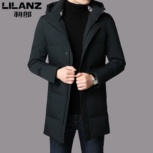 Мужской утолщенный и теплый зимний пух средней длины в том же стиле торгового центра Lilang, новая морозостойкая куртка на белом утином пуху среднего и большого размера, черный размер M 170 (рекомендуемый вес 90-115 Jin Jin равен 0,5 кг)