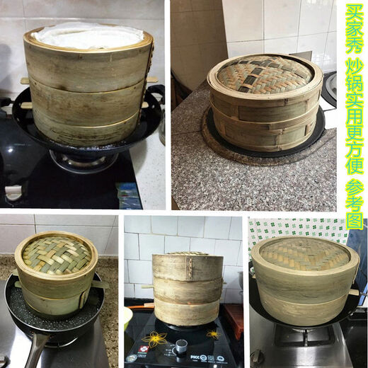 Purely handmade all green leather glue-free bamboo bamboo woven rural steamed buns deepened bamboo cage drawer bamboo steamer household steamer 73cm single grid or single lid holds 60 button bowls