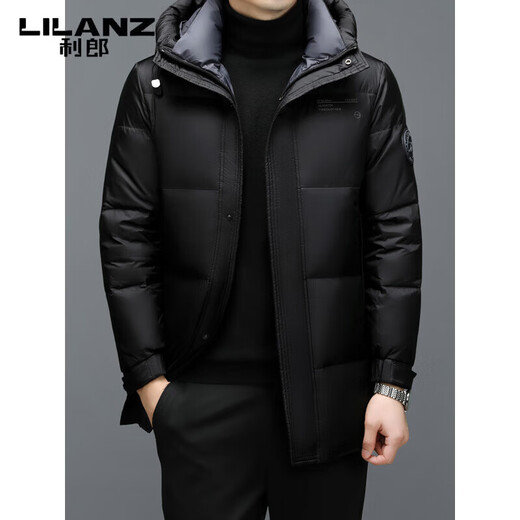 LILANZ men's mid-length down jacket winter high-end brand white duck down hooded fashionable men's jacket khaki M