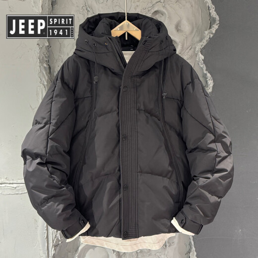 JEEP SPIRIT Зимняя утепленная пуховая куртка Jeep Мужская модная и универсальная простая теплая куртка на утином пуху Холодостойкая куртка с капюшоном фиолетового цвета L Рекомендуемый вес (130 Цзинь Цзинь соответствует 0,5 кг - 145 Цзинь Цзинь соответствует 0,5 кг)
