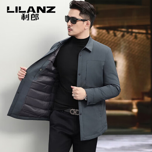 LILANZ Autumn and Winter New Business Down Jacket Men's Lightweight Commuting Warm Lapel White Duck Down Jacket Thick Jacket Black M