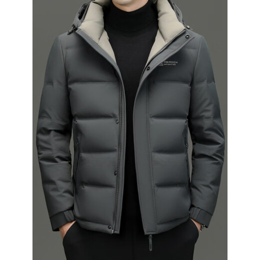 Lilang Shopping Mall's same style men's down jacket winter new high-end light and warm casual goose down jacket thickened jacket gray M 170 recommended 90-120 Jin Jin equals 0.5 kg
