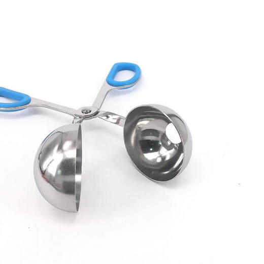 He Jiagong Stainless Steel Meatball Clamp Meatball Maker Rice Ball Clamp Large Handle Rubber Ring Meatball Clamp Stainless Steel 30 Blue Small Size