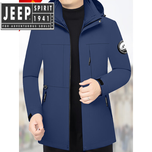 JEEP SPIRIT羽绒服男士短款外套2025秋冬季中年休闲修身加厚爸爸男装上衣 黑色 98036b内胆可拆卸 M /170