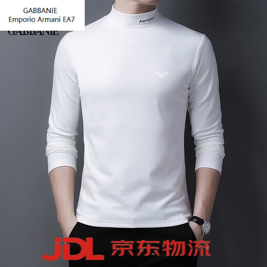 Emporio Armani EA7 Armani long-sleeved T-shirt men's German velvet stand-up collar with spring and autumn new double-sided velvet sweatshirt middle-aged bottoming shirt high collar black 03 L 170