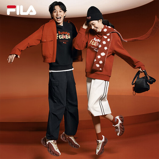 FILA VETTA Women's Shoes Yang Mi's Same Style V-Toe Shoes Dad's Shoes 2026 New Year Fashion Casual Sports Shoes Foam White/Wine Red-WR 36