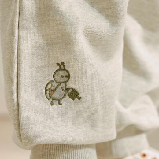 Papa new product crawling spring baby pants for men and women baby flower gauze texture sweatpants literary and casual versatile light green 80