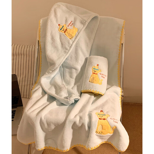 Jingga cute puppy hair drying cap for women, absorbent and quick-drying hair towel, coral velvet thickened shampoo and shower cap for students, yellow puppy drying hair cap, absorbent and quick-drying