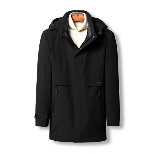 LILANZ новый мужской пуховик средней длины, высококачественный бренд, моющийся, зимний, новый утолщенный верх на утином пуху, черный 90, белый утиный пух, съемный капюшон + подкладка M 170, подходит для веса (100-120 Jin Jin соответствует 0,5 кг)