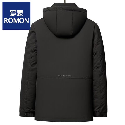ROMON Men's Down Jacket Winter New Style Removable Liner Jacket Hooded Thickened Middle-aged Warm Dad Winter Clothes HSYR-6988 Black 5XL 200 Suitable for 195-210Jin Jin is equal to 0.5 kg