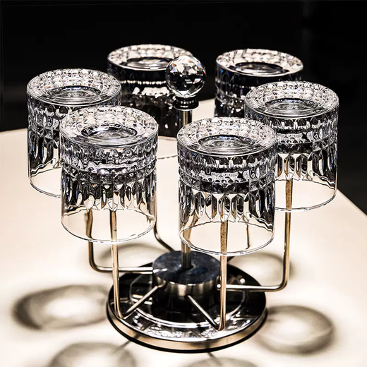 Yusenyi household glass set rotating cup holder water cup foreign wine whiskey cup high-end high-value beer cup (mixed set) 4 pieces 200ml thickened high quality
