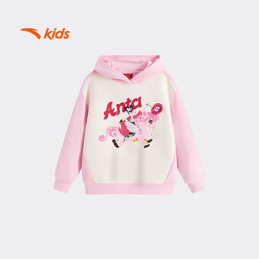 Anta children's sweatshirt girls' 26 new year style red pony print cute hooded pullover 362619723S Sakura Pink-1 120