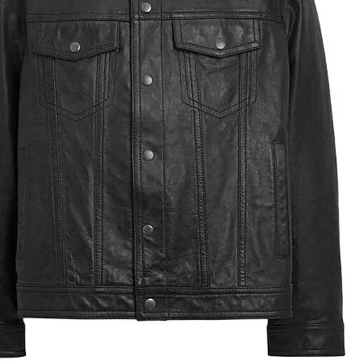 COACH SS24 однобортная однобортная кожаная куртка мужская с длинными рукавами и лацканами, черная, черная, M