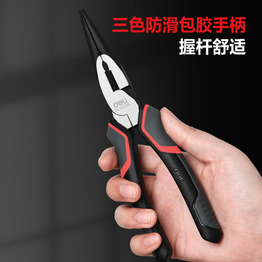 Deli Japanese style labor-saving needle nose pliers chrome vanadium steel clamping pliers handle PVC coated bolt cutter 6 inches