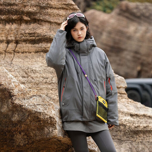 Snow Flying (SNOWFLYING) Воротник-стойка Водонепроницаемый альпинизм на открытом воздухе Ветрозащитный мужской зимний зимний 2026 Новый осенне-зимний пуховик Мужской теплый пуховик Полярный черный - трехслойная ткань M Рекомендуется 105-125Jin Jin равен 0,5 кг