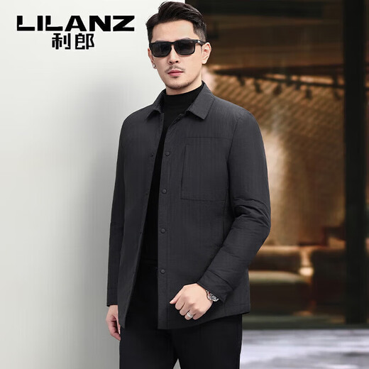 LILANZ Autumn and Winter New Business Down Jacket Men's Lightweight Commuting Warm Lapel White Duck Down Jacket Thick Jacket Black M
