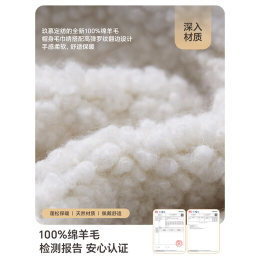 JIUMU Pure Wool Hat Women's Autumn and Winter Warm Ear Protection Knitted Wool Hat Showing Face Small Baotou Confinement Cold Hat Light Gray One Size (56-60cm)