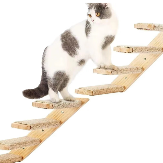 剑麻猫爬架耐磨猫抓板壁挂式实木猫架子多层猫爬梯子猫咪玩具用品 四层