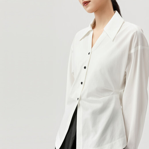 VIEA.ING shopping mall same style white shirt for women 2026 spring new style waist pleated shirt top white M