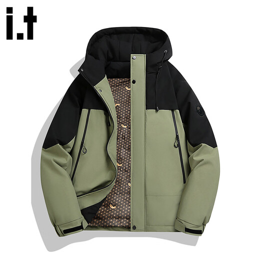 CHOCOOLATE it American splicing design casual versatile cotton jacket for men winter new thickened warm hooded jacket black purple M recommended 100-130Jin Jin equals 0.5 kg