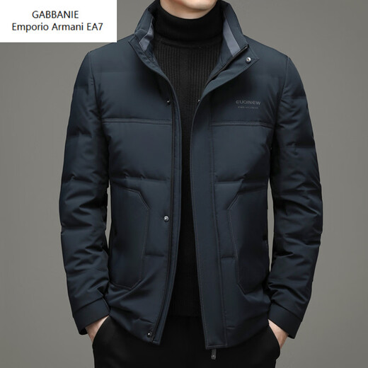Emporio Armani EA7 Armani winter men's down jacket new youth fashion stand-up collar white duck down warm Korean style short casual outer black M 170