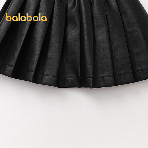 Balabala shopping mall same style children's clothing children's short skirt girls 2026 new spring and autumn imitation leather pleated skirt black 90001 90