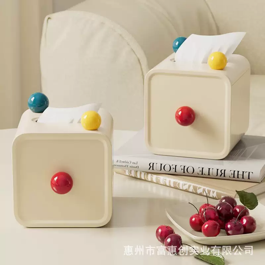 Yusenyi cute tube desktop household paper box high-end roll paper creative cylinder bathroom living room toilet paper tube tissue box red ball 13.8x13.8x14.2