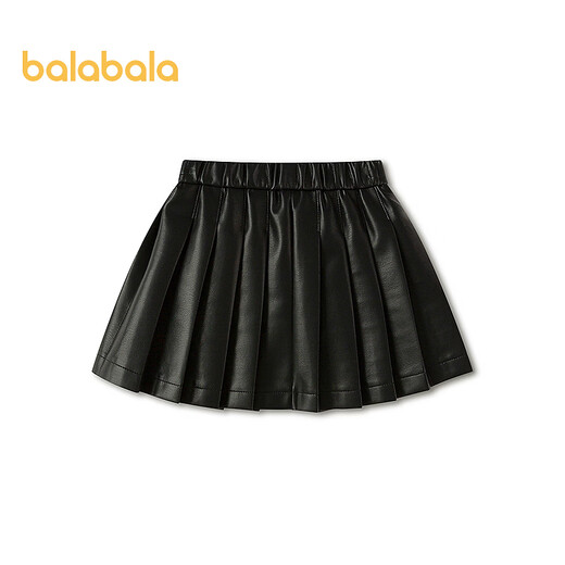Balabala shopping mall same style children's clothing children's short skirt girls 2026 new spring and autumn imitation leather pleated skirt black 90001 90