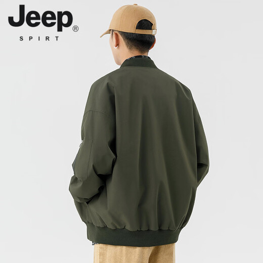 JEEP SPIRIT Chaqueta bomber retro americana para hombre, nuevo diseño de calle, ropa de trabajo holgada y bonita, uniforme de béisbol negro J339 M