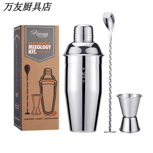 Thickened 304 stainless steel shaker cocktail set hand shaker bar shaker 700ml hammer dot silver 600ml 4-piece set recommended for beginners