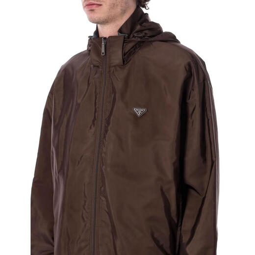 PRADA Men's Jacket Windproof Lightweight Regenerated Nylon Outdoor Daily Jacket Casual Brown One Size | M