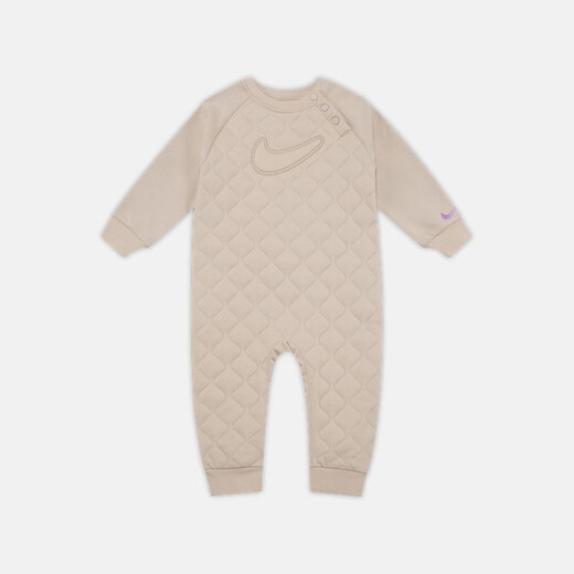 Nike baby plus velvet jumpsuit for boys and girls, lightweight knitted round neck hooded cotton clothing NIKE IO2811 051 color birch color 90cm 24