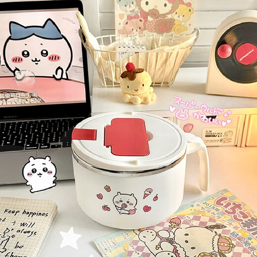 He Jiagong student instant noodle bowl 537 baby stainless steel dormitory Xiaoba lunch box drainable instant noodle bowl Jiyi nie-1200ml 304 antibacterial liner