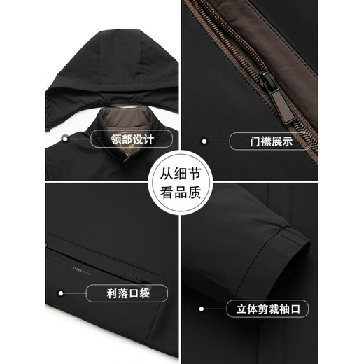 KBXNG Jinba высококачественный деловой легкий пуховик мужской зимний новый стиль мужская теплая и удобная зимняя куртка среднего возраста с капюшоном темно-синего цвета M 170